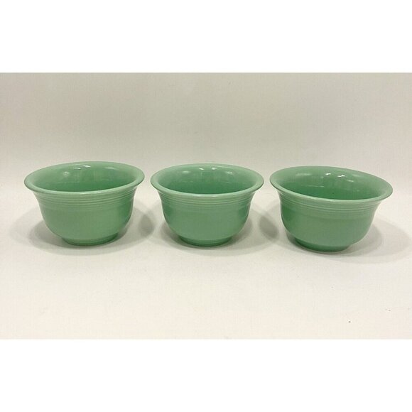 Set of 3 Homer Laughlin Fiesta Sea Mist Green Bouillon Cups 11035610 Sauce Bowls - Picture 1 of 6